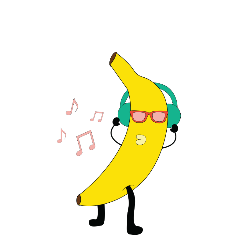 banana listens to music